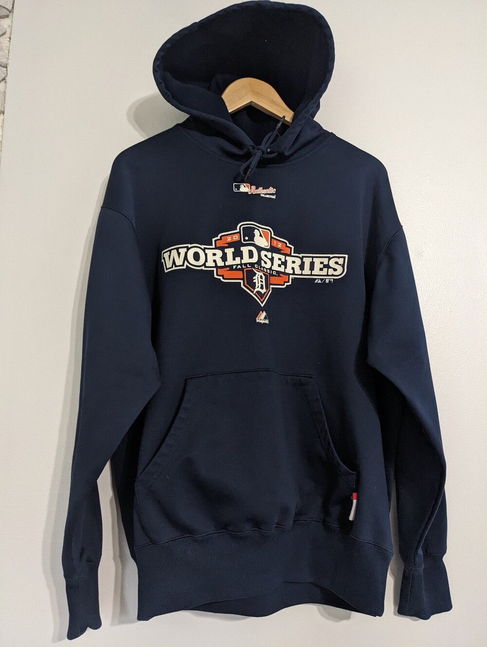 Majestic Hoodie 2012 World Series Mens Large Blue Pocket Long Sleeve Y2K